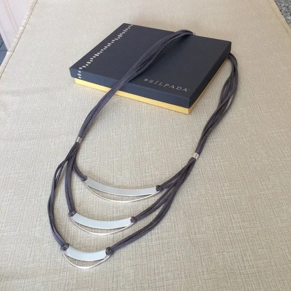 SILPADA LUXE LAYERS STERLING TRIPLE GREY/BLACK SUEDE COMPLIMENTS GALORE … - Picture 1 of 5